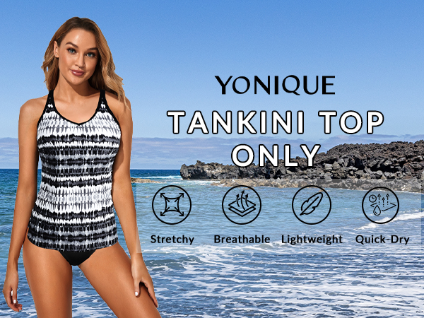 yonique athletic tankini top  modest tankini top swim tank top for women ladies teen girl junior