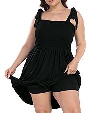 womens plus size skirted mini romper dresses for vacation summer spring tie shoulder sundress sun