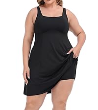 plus size womens workout exercise tennis golf dresses with built in bra and shorts