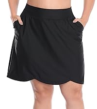 plus size swim skort for women active workout skirt skort coverup with shorts