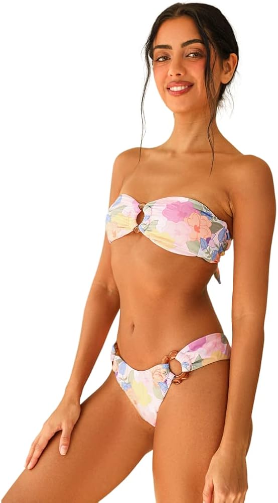 Dippin' Daisy's North Shore Bikini Bottom for Women Cheeky High Cut Seamless Swimsuit with Rings Details