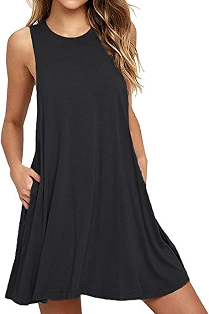 Women Summer Casual T Shirt | Beach Cover up Plain Super Soft Vacation Tank Dress