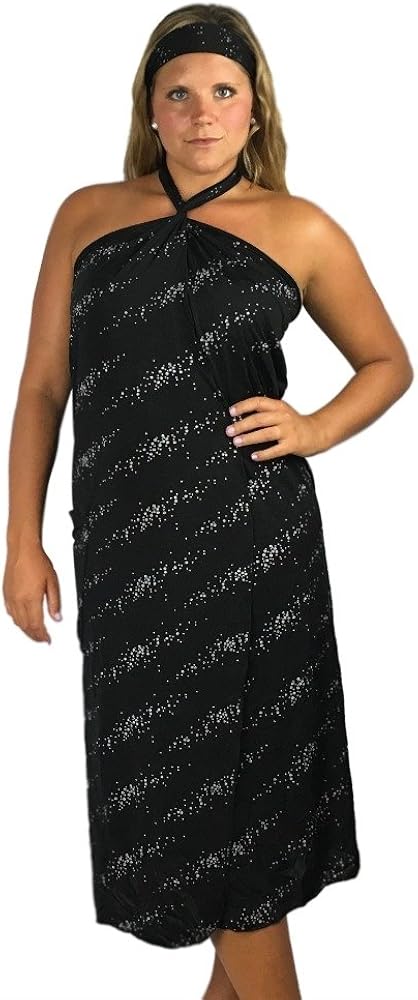 Dressed'n-case Cover-up & Bag in One! Multi-wear Beach Dress: Black Shimmer Long