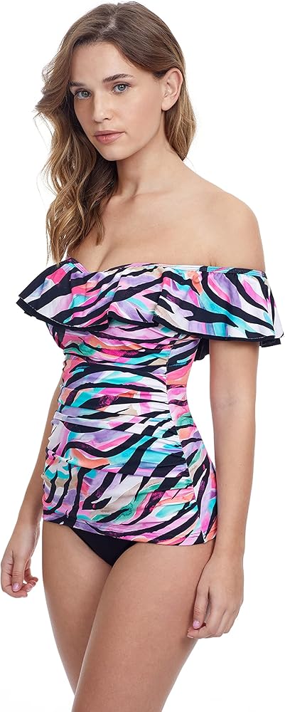 Profile by Gottex Women's Standard Wild Parade Off The Shoulder Tankini