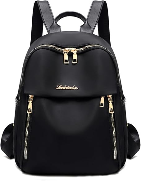 Bolsos Mochila Mujer, Antirrobo Impermeable Nylon Pequeña Mochilas Negro Bolso Casual para Mujer de Cuero Tela Viaje Bolsa, Mujeres Urbanas Compras Mano Bolsas y Juvenil Chica Mini Bag