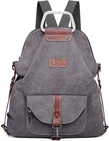 Travistar Mochila Mujer Vintage Bolso Hombro Bolso de Lona Bolso Bandolera Casual Mujer Mochila Escolar (Gris)