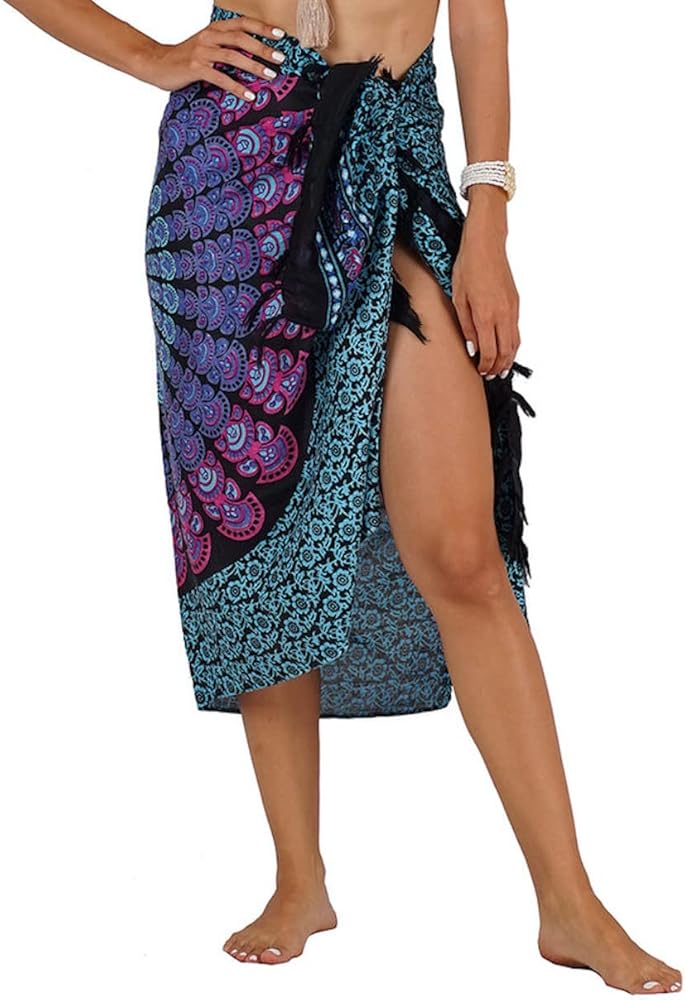 M&B USA Womens Sarong Pareo Tie Dye Cover Up Wrap Beach Swimsuit Bikini Summer