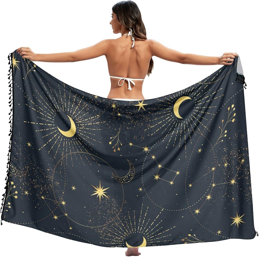 Celestial Cosmos Sarong Skirt Cover Ups for Women Large Wrap Shawl Beach Pool Swimwear Dress Size L