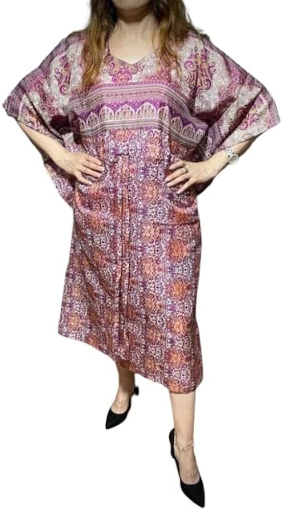 Silk Kaftan Beach Wear Vintage Kaftan Silk Caftan Dress Boho Kaftan Gifts for Her Night Wear Plus Size Dress Kaftan for Woman Floral Print.