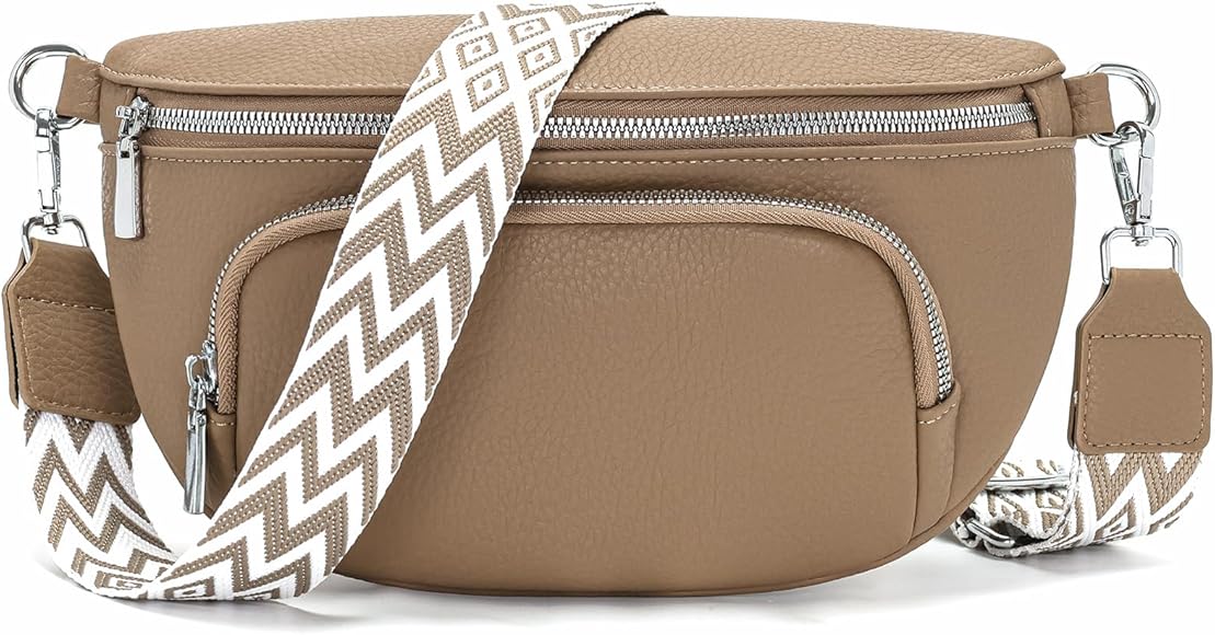 Rorimyth Riñonera Mujer Beige Bolso Cintura Mujer Bolso Bandolera Mujer Bolso Mano Mujer Bolso Pecho Mujer Bolso Cadera Mujer