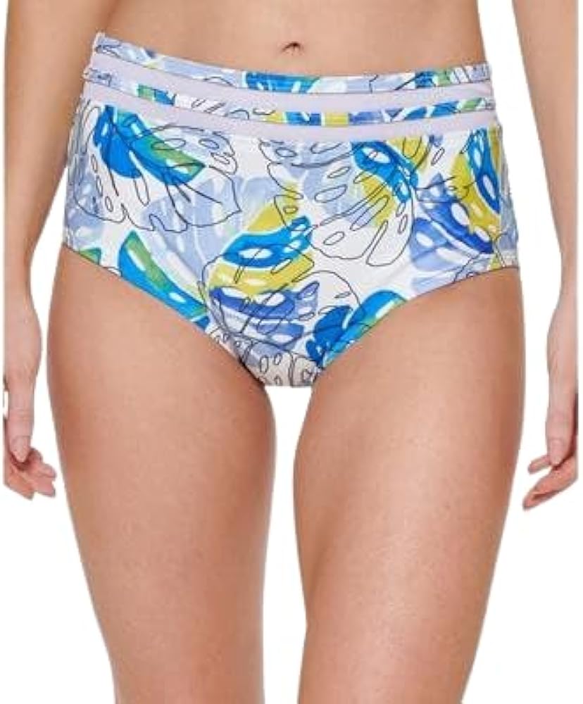 Tommy Hilfiger Women's Printed High Waist Bikini Bottoms (as1, Alpha, m, Regular, Regular, White)