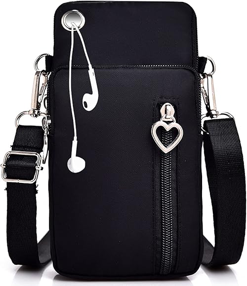 DANXIAN Bolso para Teléfono Celular para Mujer, Bandolera Pequeña Mujer de Nailon con Entrada para Auriculares, Bandolera Correa Ajustable para Guardar Móvil de Hasta 7"