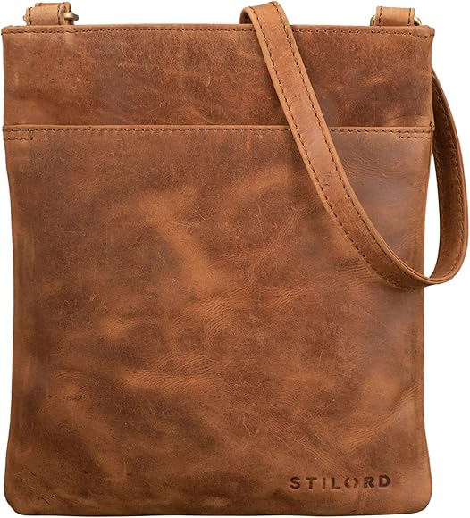 STILORD 'Alicia' Bolsos de Cuero Para Mujer Pequeño Bolso Bandolera o de Hombro para Salir Fiesta Diario Viaje Estilo Vintage de Piel Auténtica, Color:taranto - marrón