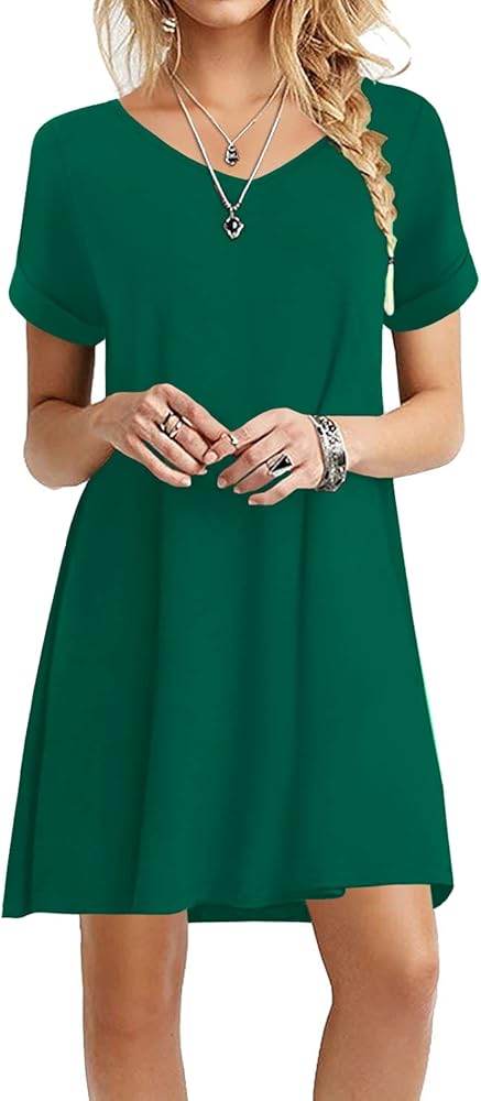 WEACZZY Women's 2024 Summer Casual Tshirt Dresses Short Sleeve Loose Dress with Pockets