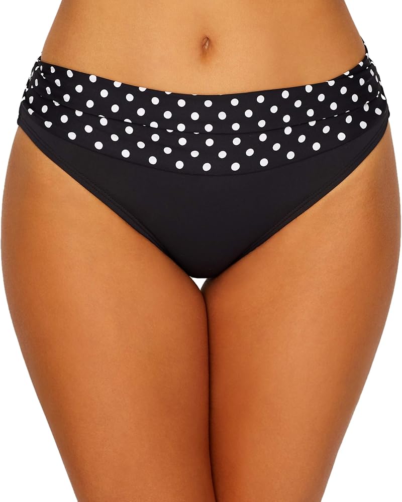 Sunsets Unforgettable Bikini Swim Bottom, Black Dot, X-Large