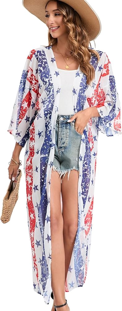 shermie Kimonos for Women Loose Causal Beach Bikini Swimwear Cardigan Swimsuit Cover Up