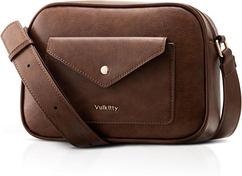 Vulkitty Bolso Bandolera Mediano para Mujer Bolso Cruzado Cuero Sintético Con Correa Ancha Ajustable