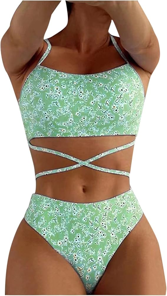 High Cut Bikini Underwear Women Underwear for Women Bikini Multi Color Split Bikini Ladies Swimsuit Print Fro