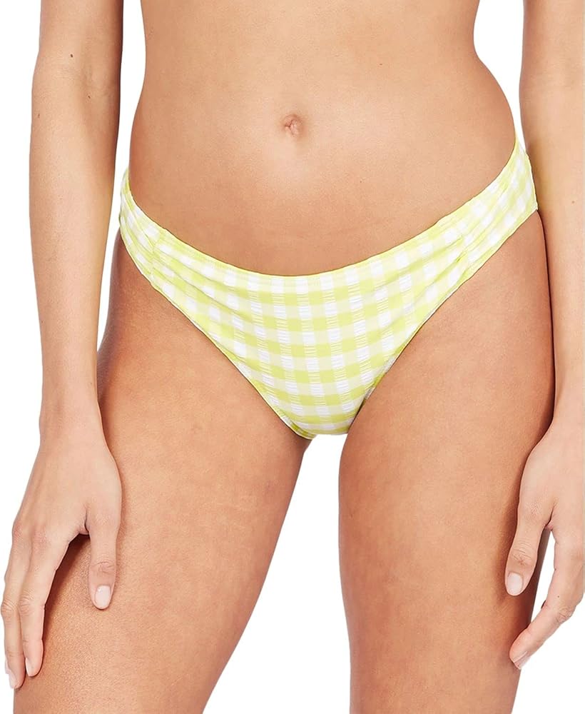 Roxy Womens Checkered Ruched Swim Bottom Separates Green S