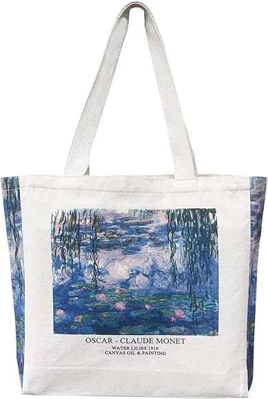 BROADREAM Bolsa Tela Tote Bag, Bolso Tote De Lona Estética, Bolso de Mano Para Mujer, Con Bolsillo Cremallera Interior, Para el Trabajo, Viajes, Compras, Colegio, Biblioteca