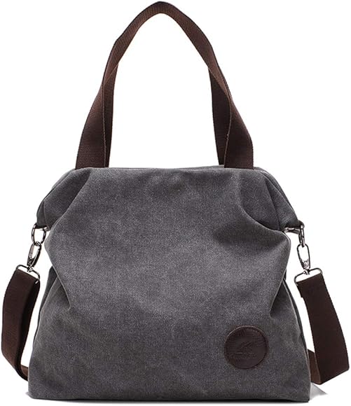 Bolso de Las Señoras de la Lona Bolso de Hombro de Las Mujeres Bolsos de Hombro Ocasionales Bolso Hobo del Totalizador para la Escuela del Trabajo Shopper Outing Marrón