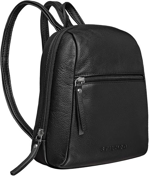 STILORD 'Lia' Mini Mochila Mujer Cuero Vintage Daypack Pequeña Bolsa de Mano Hombro para Diario Salir o Trabajo de Auténtica Piel