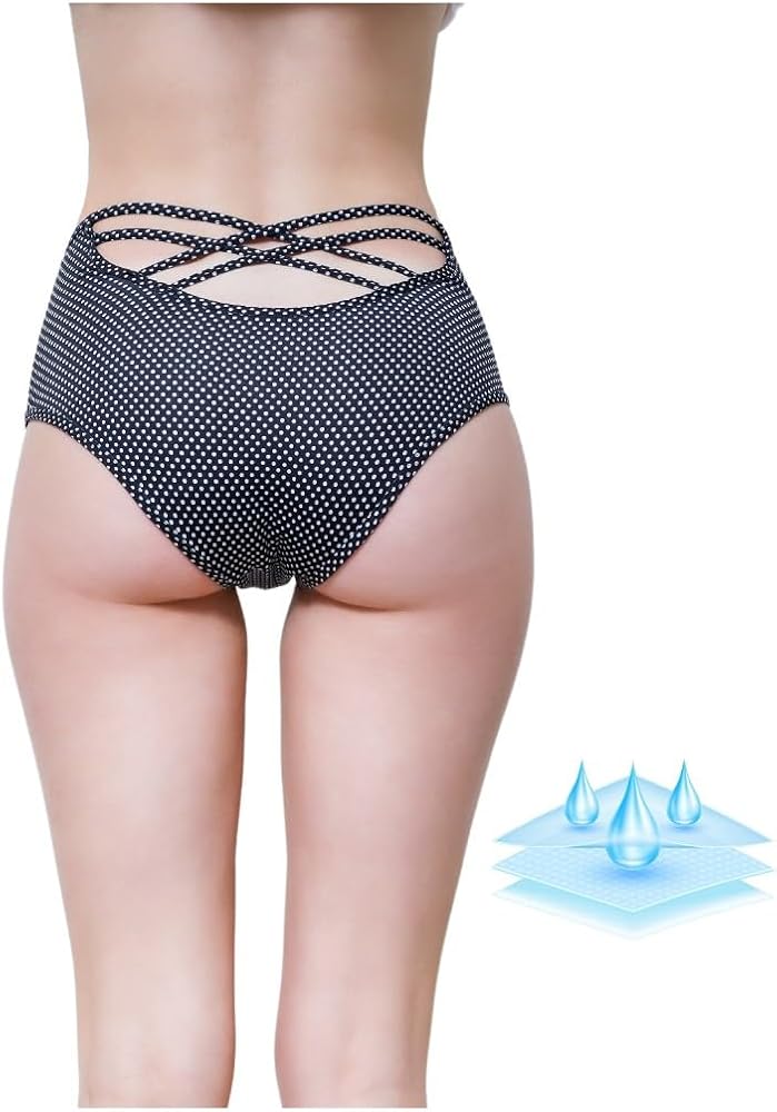 Period Swimwear Menstrual Leakproof Period Swimwear for Teens, Girls, Women High Waisted Bikini Bottom