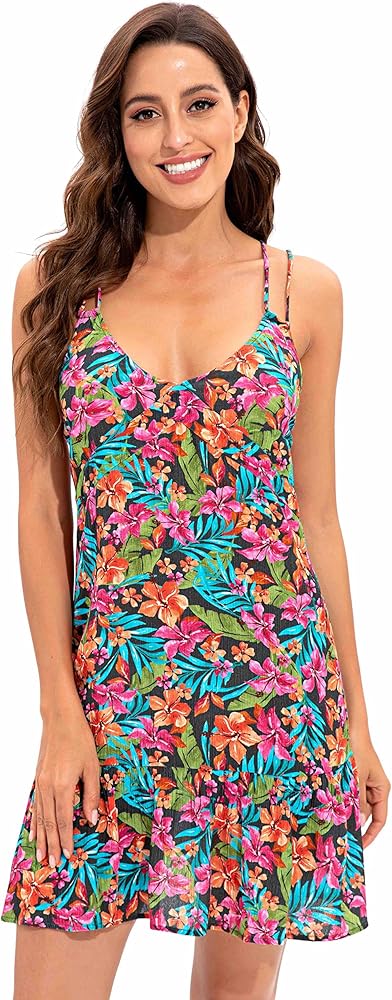 Lucky Brand Womens Standard Vibrant Beach Dressfloral Designs