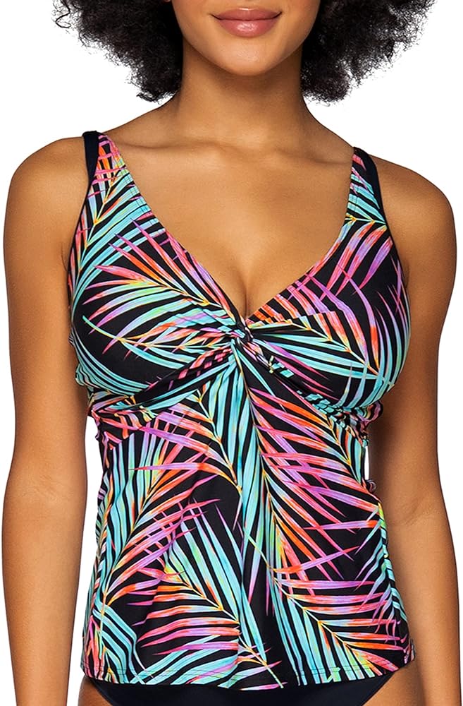 Sunsets Forever Tankini Top, Moonlit Palms, 34E/32F/30G