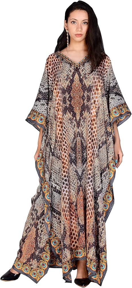 Long Kaftan Women's Designer Maxi Dress, Swimsuit Cover-ups, Beach Kaftan Digital Printed Design