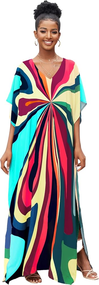 caftans for women plus size swim cover up vneck batwing dress loose fit moroccan caftan mumu dresses for women