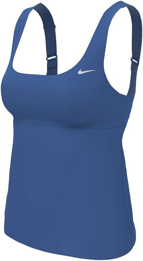 Nike Essentials Scoop Neck Tankini Female (Medium, Pacific Blue)