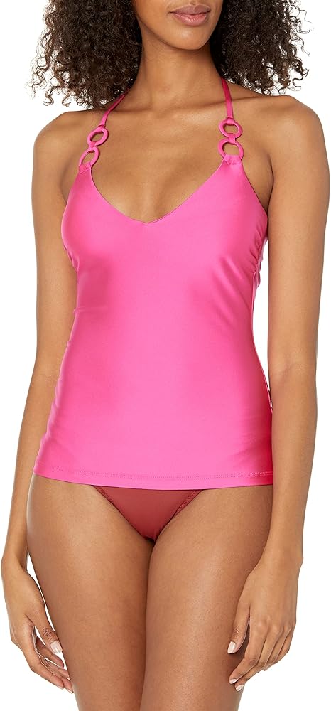 Trina Turk Women's Standard Monaco Ring V-Neck Tankini-Adjustable, Tie Back, Swimwear Separates