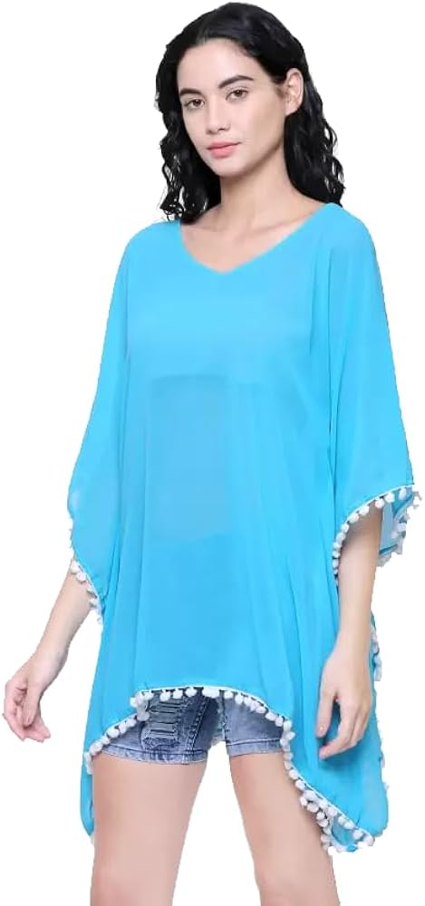 Women Plus Size Round-Neck Kaftans Kimono Style Dresses Loose Caftan Dress Casual Swimsuit Cover Ups Beach Kaftan Dresses