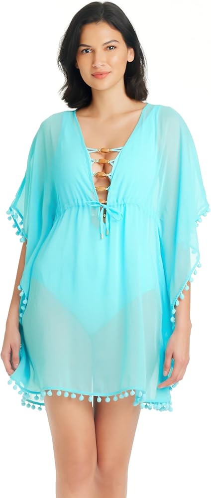 Bleu Rod Beattie Gypset Caftan Cover Up Light Aqua, Light Aqua, Medium