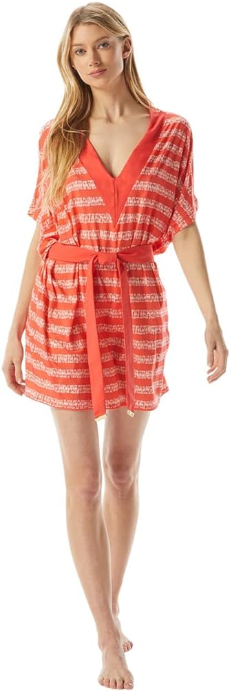 Michael Kors Kytoto Stripe V-Neck Belted Tunic Cover-Up