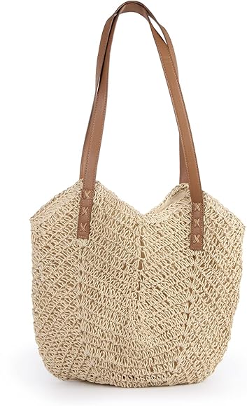 LUI SUI Bolso de hombro de paja para mujer bolsos de paja tejidos a mano bolso de mano con asa bolsos de paja de playa de verano bolso cruzado bohemio monederos