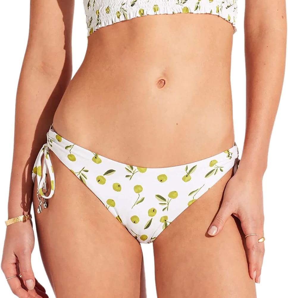 Seafolly Women's Standard Loop Tie Side Hipster Bikini Bottom Swimsuit, Summer Crush Soft Olive, 6