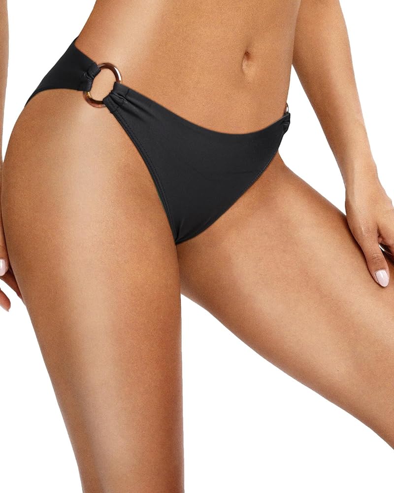 Zmart Women O Ring Bikini Bottoms Moderate Coverage Swimsuit Bottom Low Waist Low Rise Bathing Suit