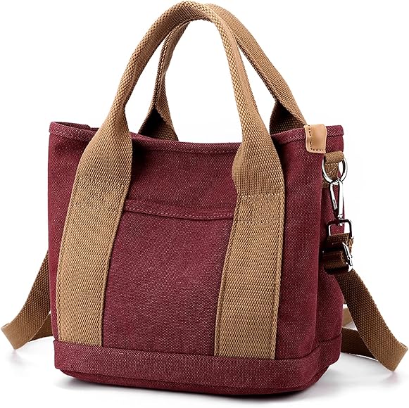 zhongningyifeng Bolso de mano para mujer pequeño con múltiples bolsillos, mini bolsas de lona con cremallera, bolso Hobo para la escuela, viajes, trabajo, uso diario