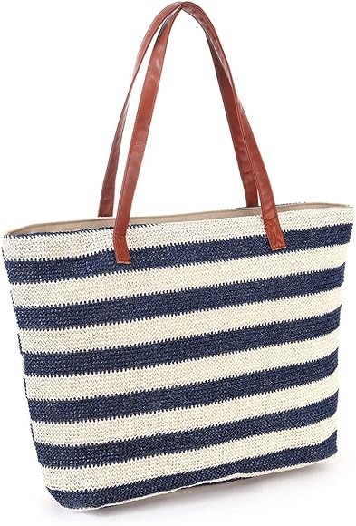 JFAN Bolsas de Playa Raya Tejida Bolsas Mujer Tote Bag Bolso Playa Grande Talla única