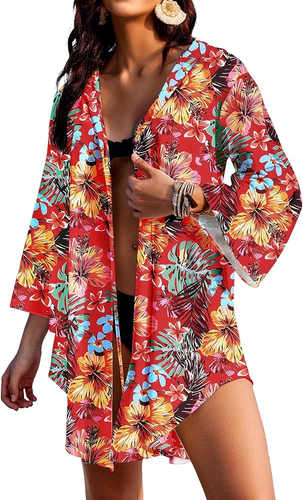 AI'MAGE Women's Bathing Suit Beach Cover Up Bikini Swimsuit Coverup Kimono Summer Cardigans with Hooded S-XXL