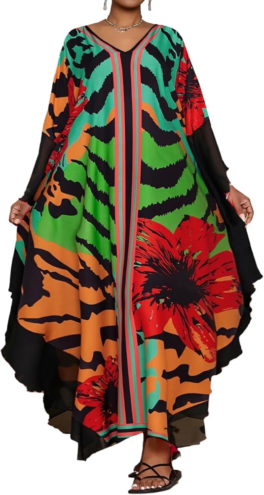 Bsubseach Caftan Cover Ups for Swimwear Women Plus Size Kaftan Bathing Suit Cover Up Dress Resort Wear