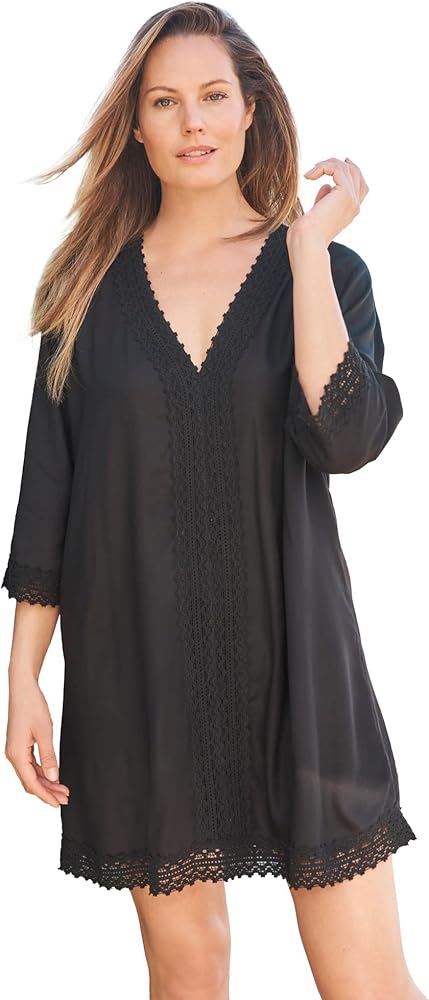 Woman Within Women's Plus Size Crochet Dress Cover-Up