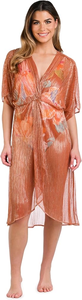 La Blanca Women's Midi Dress Swimsuit Cover Up, Copper//Golden Hour, Large