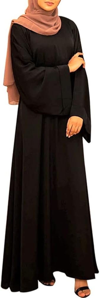 OLEMEK Kaftan Abayas for Women Muslim Dress Dubai One-piece Full Cover Ethnic Eid Dress Elegant Belted Pleated Long Dress