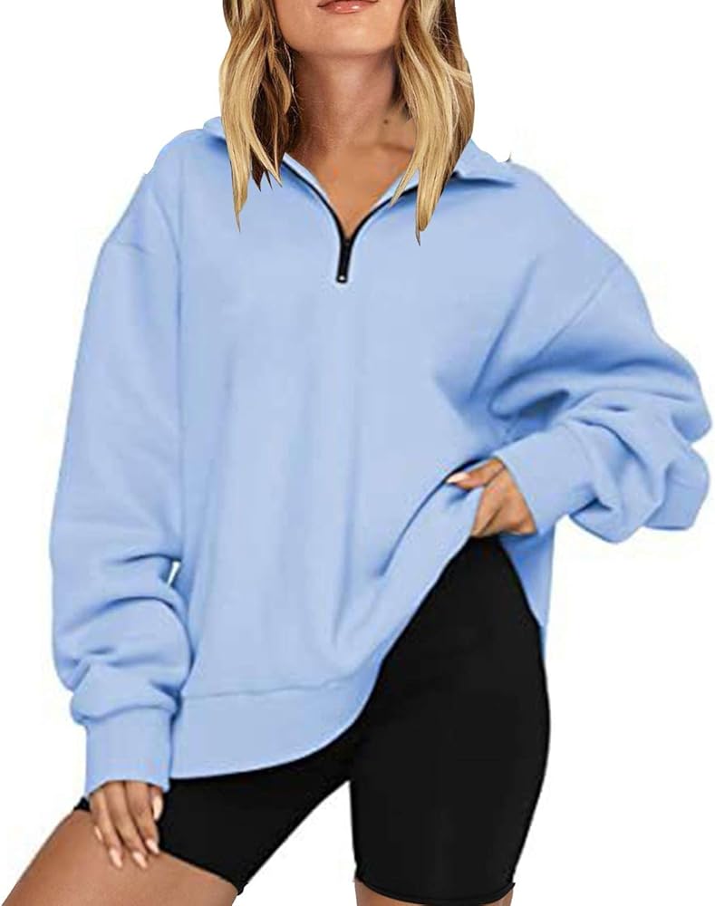 Fall Casual Tops for Women,Trendy Long Sleeve Plus Size Comfy Cover Ups Half Zip Dressy Pullover Outdoor Hiking Y2k