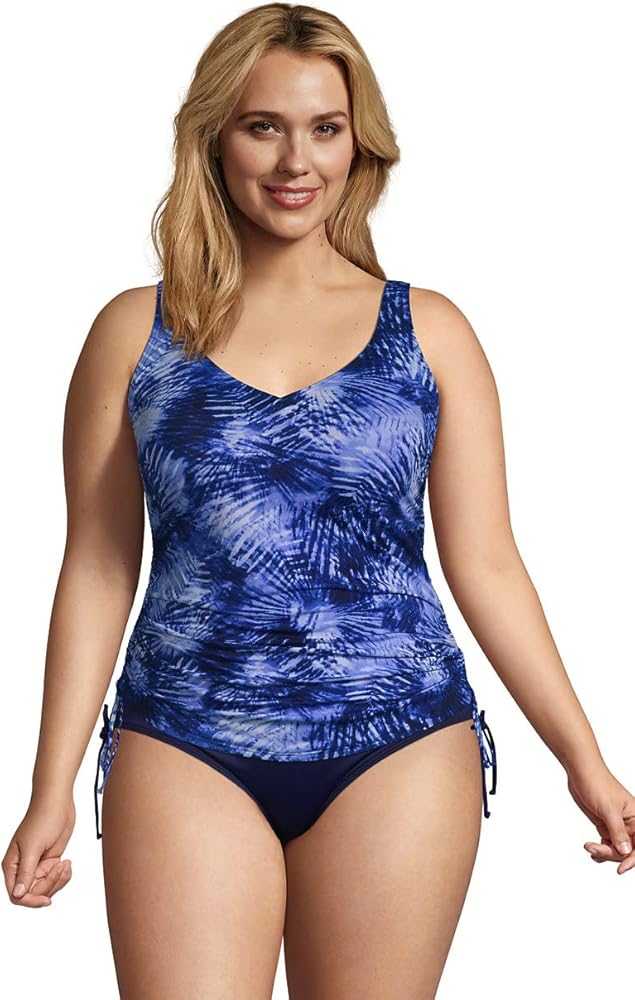 Lands' End Womens Chlorine Resistant Adjustable V-neck Underwire Tankini