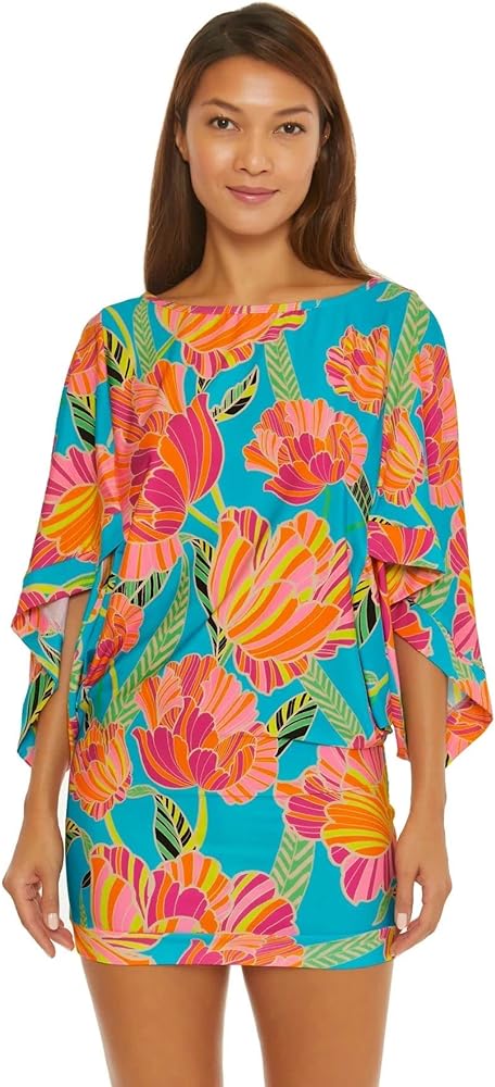 Trina Turk Poppy Tunic Dress-Floral Print, Beach Cover Ups for Women