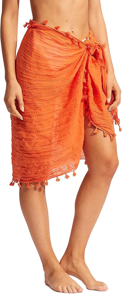 Seafolly womens Sarong Tassel Trim Cotton Gauze Cover Up